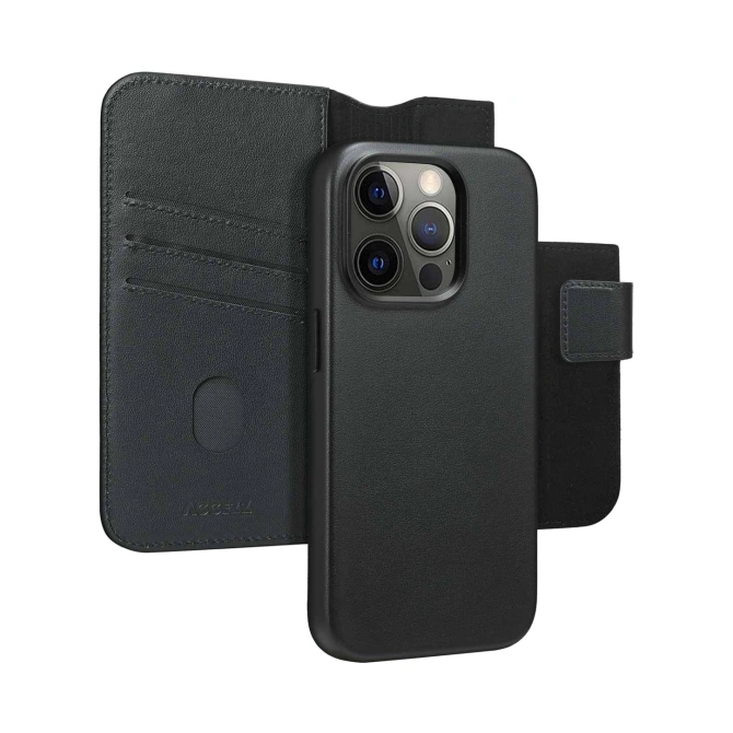 Accezz Leather Bookcase 2-in-1 met MagSafe Apple iPhone 15 Pro - Onyx Black