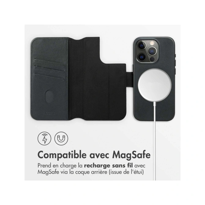 Accezz Leather Bookcase 2-in-1 met MagSafe Apple iPhone 15 Pro - Onyx Black