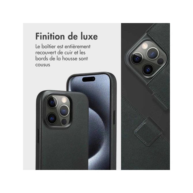 Accezz Leather Bookcase 2-in-1 met MagSafe Apple iPhone 15 Pro - Onyx Black