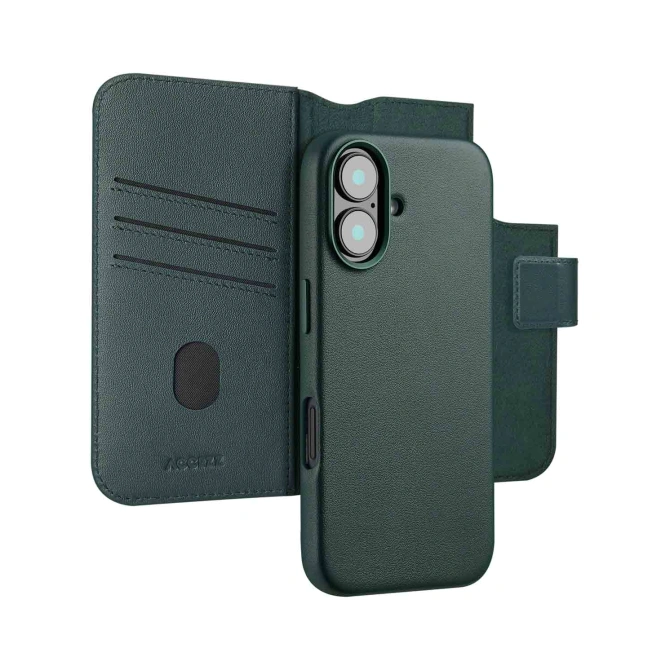 Accezz Leather Bookcase 2-in-1 met MagSafe Apple iPhone 16 - Cedar Green