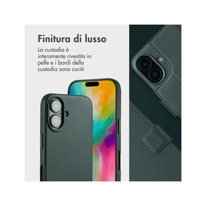 Accezz Leather Bookcase 2-in-1 met MagSafe Apple iPhone 16 - Cedar Green
