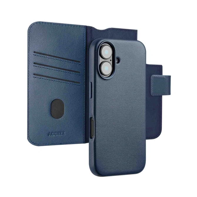Accezz Leather Bookcase 2-in-1 met MagSafe Apple iPhone 16 - Nightfall Blue