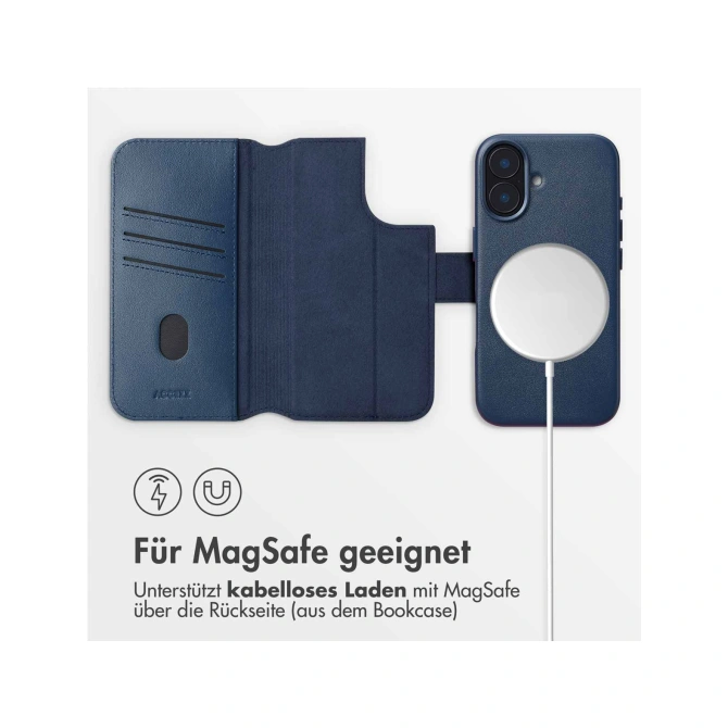 Accezz Leather Bookcase 2-in-1 met MagSafe Apple iPhone 16 - Nightfall Blue