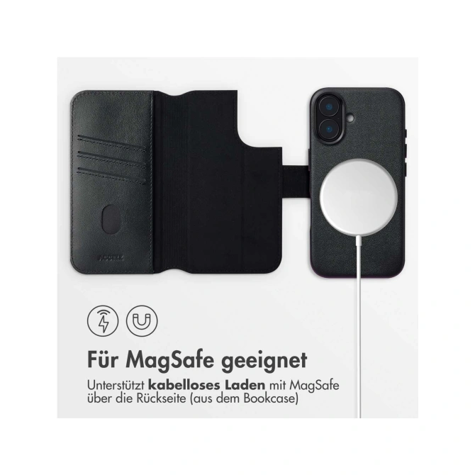 Accezz Leather Bookcase 2-in-1 met MagSafe Apple iPhone 16 - Onyx Black