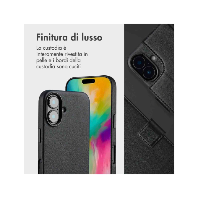 Accezz Leather Bookcase 2-in-1 met MagSafe Apple iPhone 16 - Onyx Black
