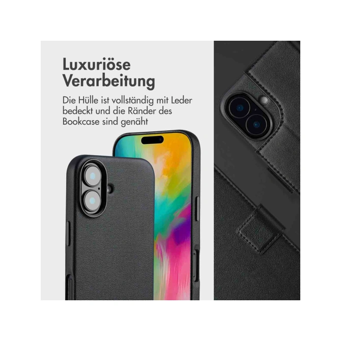 Accezz Leather Bookcase 2-in-1 met MagSafe Apple iPhone 16 - Onyx Black