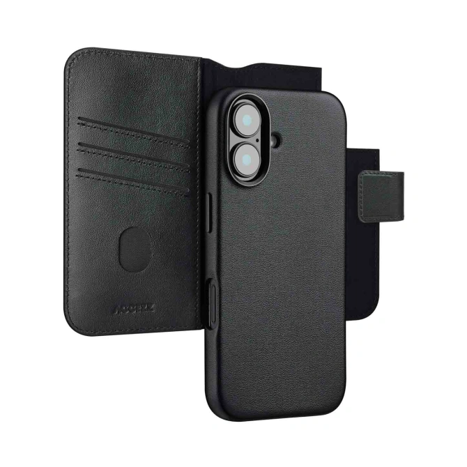 Accezz Leather Bookcase 2-in-1 met MagSafe Apple iPhone 16 - Onyx Black