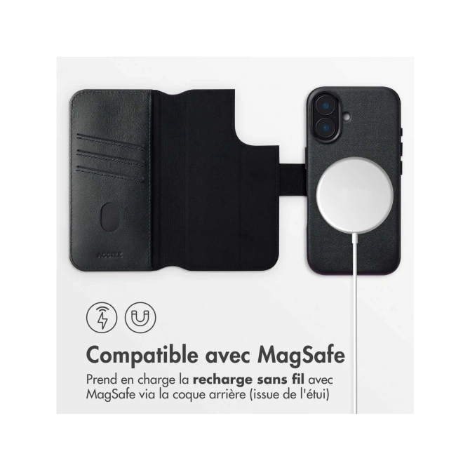 Accezz Leather Bookcase 2-in-1 met MagSafe Apple iPhone 16 - Onyx Black