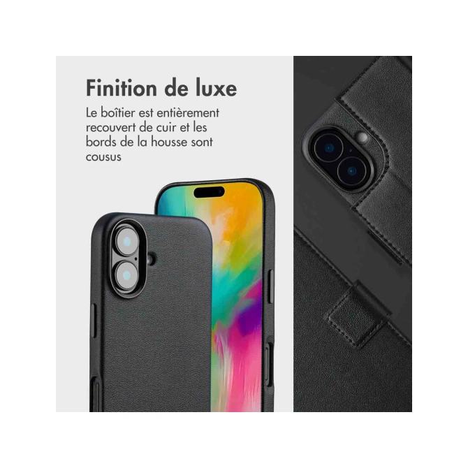 Accezz Leather Bookcase 2-in-1 met MagSafe Apple iPhone 16 - Onyx Black