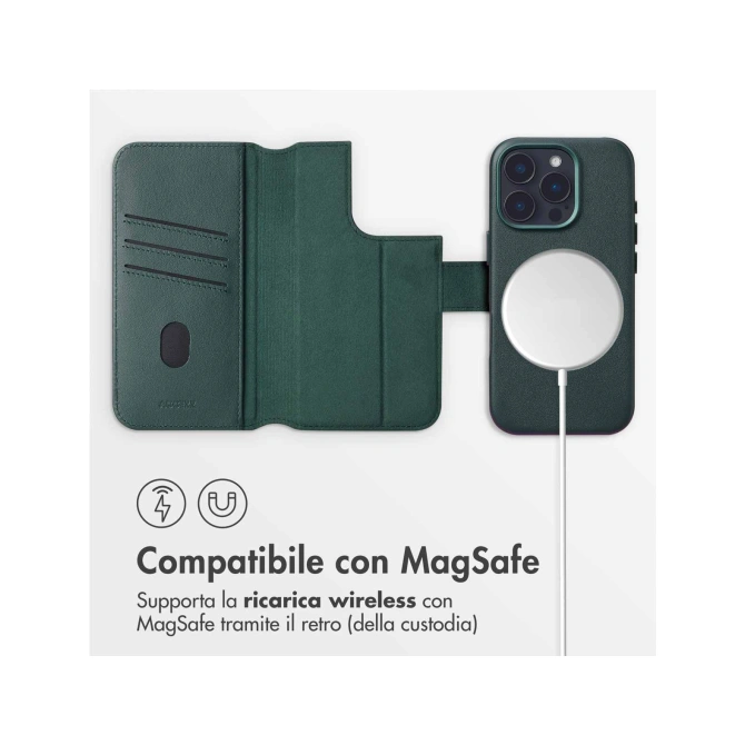 Accezz Leather Bookcase 2-in-1 met MagSafe Apple iPhone 16 Pro - Cedar Green