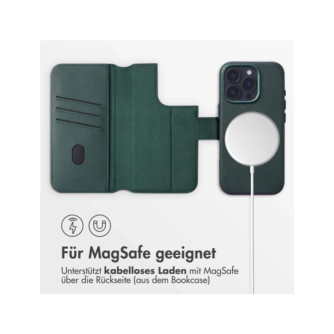 Accezz Leather Bookcase 2-in-1 met MagSafe Apple iPhone 16 Pro - Cedar Green