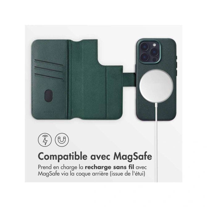 Accezz Leather Bookcase 2-in-1 met MagSafe Apple iPhone 16 Pro - Cedar Green