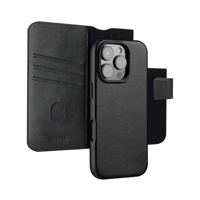 Accezz Leather Bookcase 2-in-1 met MagSafe Apple iPhone 16 Pro Max - Onyx Black