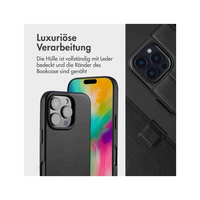 Accezz Leather Bookcase 2-in-1 met MagSafe Apple iPhone 16 Pro Max - Onyx Black
