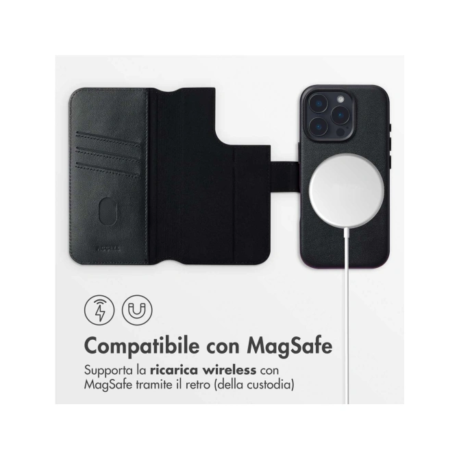 Accezz Leather Bookcase 2-in-1 met MagSafe Apple iPhone 16 Pro Max - Onyx Black