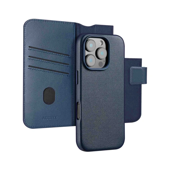Accezz Leather Bookcase 2-in-1 met MagSafe Apple iPhone 16 Pro - Nightfall Blue
