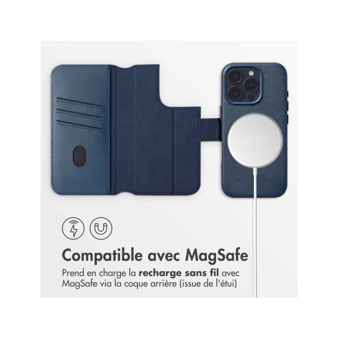 Accezz Leather Bookcase 2-in-1 met MagSafe Apple iPhone 16 Pro - Nightfall Blue