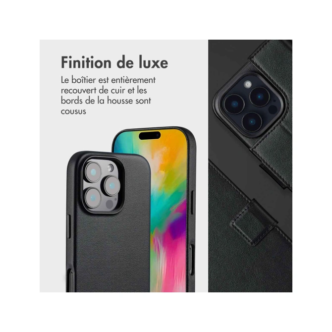 Accezz Leather Bookcase 2-in-1 met MagSafe Apple iPhone 16 Pro - Onyx Black