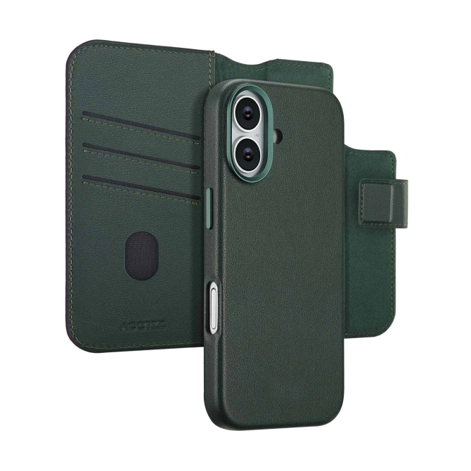 Accezz Leather Bookcase 2-in-1 met MagSafe Apple iPhone 17 - Cedar Green