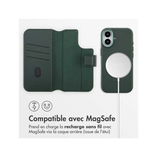 Accezz Leather Bookcase 2-in-1 met MagSafe Apple iPhone 17 - Cedar Green