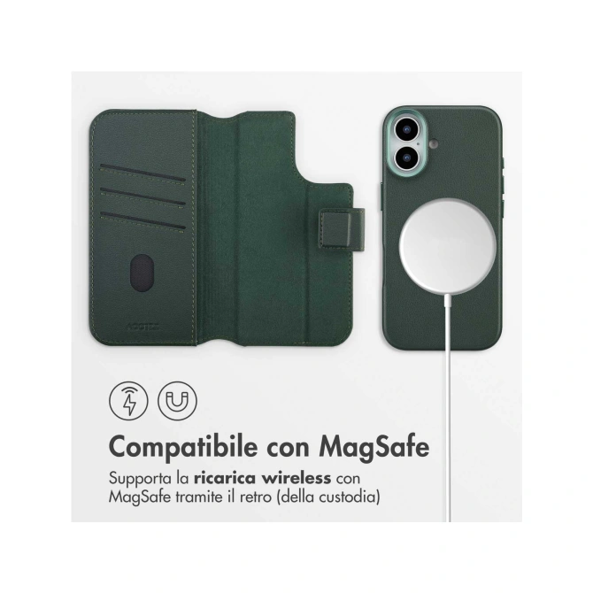 Accezz Leather Bookcase 2-in-1 met MagSafe Apple iPhone 17 - Cedar Green