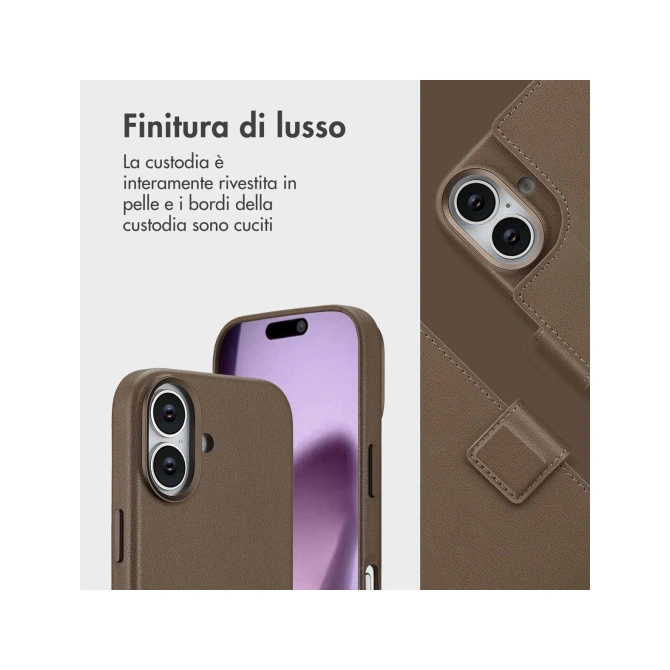 Accezz Leather Bookcase 2-in-1 met MagSafe Apple iPhone 17 - Coffee Brown
