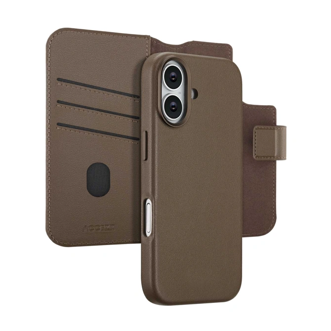 Accezz Leather Bookcase 2-in-1 met MagSafe Apple iPhone 17 - Coffee Brown