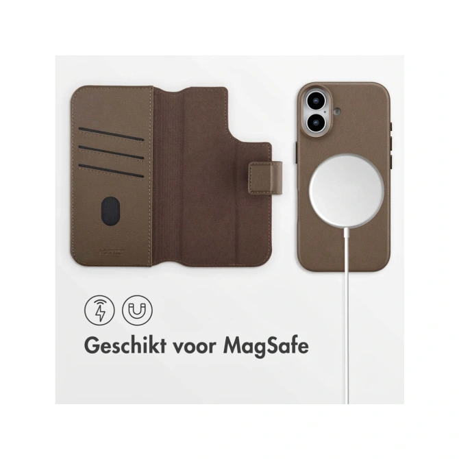 Accezz Leather Bookcase 2-in-1 met MagSafe Apple iPhone 17 - Coffee Brown