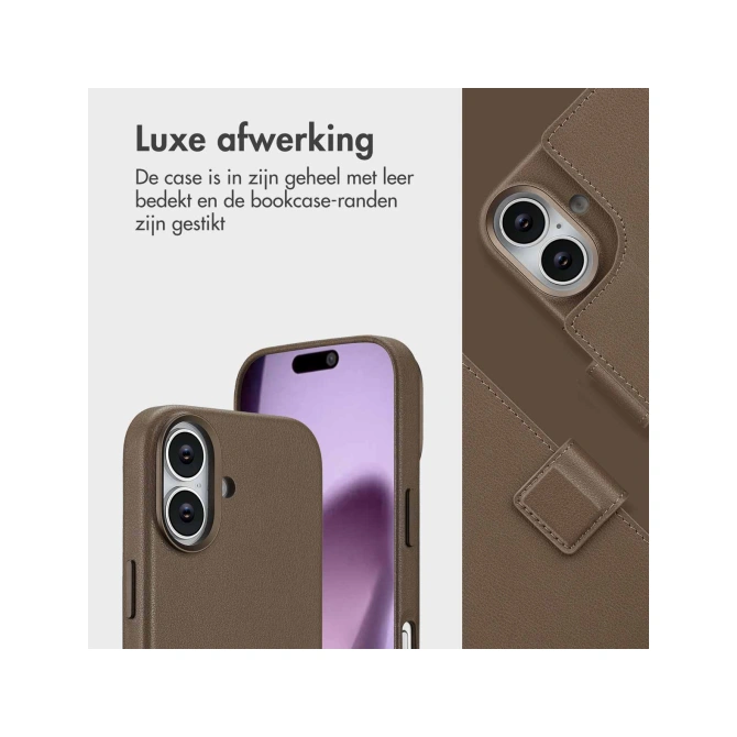 Accezz Leather Bookcase 2-in-1 met MagSafe Apple iPhone 17 - Coffee Brown
