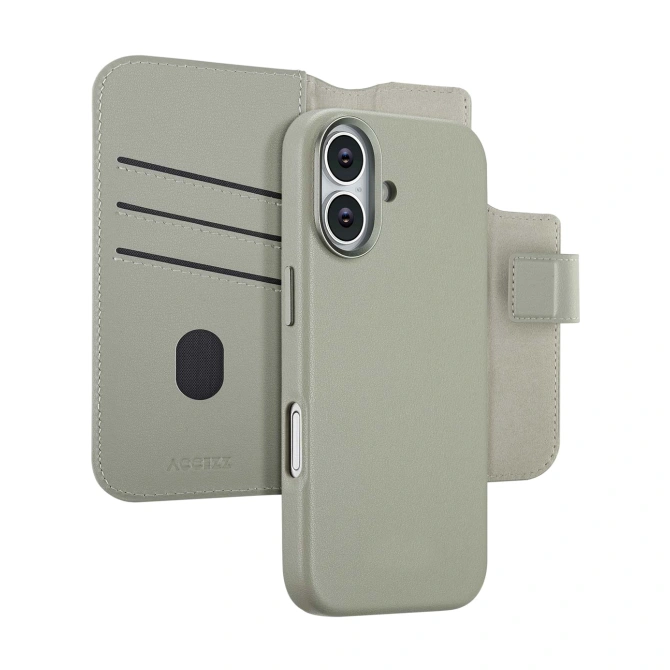 Accezz Leather Bookcase 2-in-1 met MagSafe Apple iPhone 17 - Light Grey