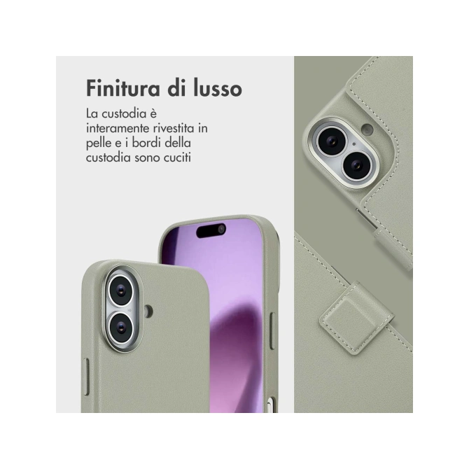 Accezz Leather Bookcase 2-in-1 met MagSafe Apple iPhone 17 - Light Grey
