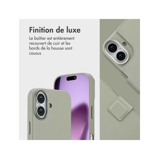 Accezz Leather Bookcase 2-in-1 met MagSafe Apple iPhone 17 - Light Grey