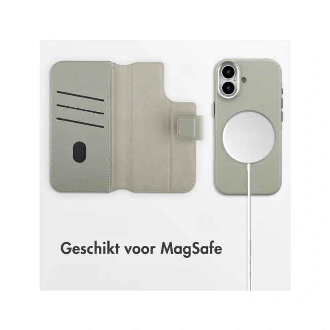 Accezz Leather Bookcase 2-in-1 met MagSafe Apple iPhone 17 - Light Grey
