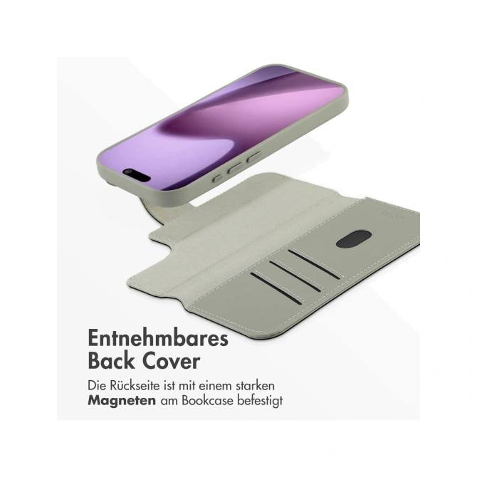 Accezz Leather Bookcase 2-in-1 met MagSafe Apple iPhone 17 - Light Grey