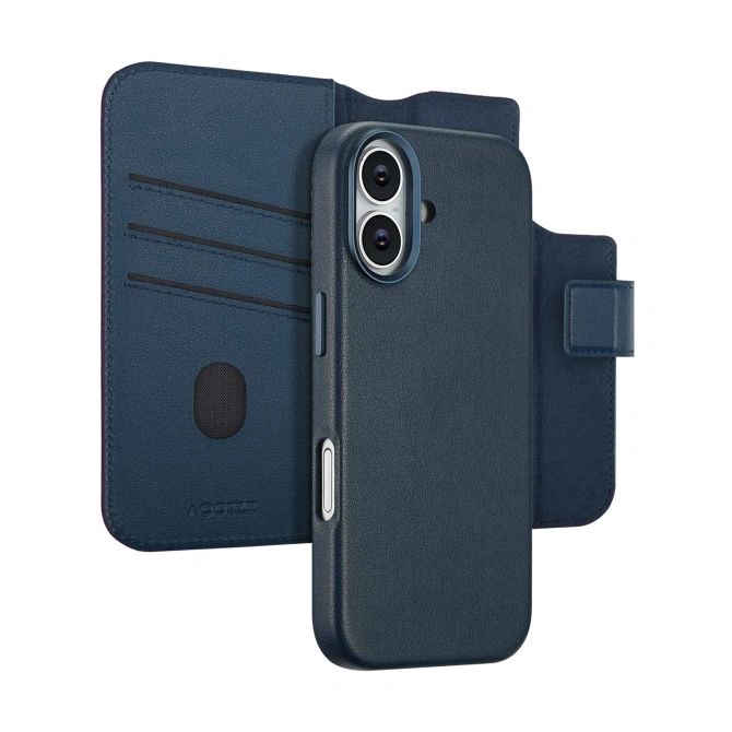 Accezz Leather Bookcase 2-in-1 met MagSafe Apple iPhone 17 - Nightfall Blue