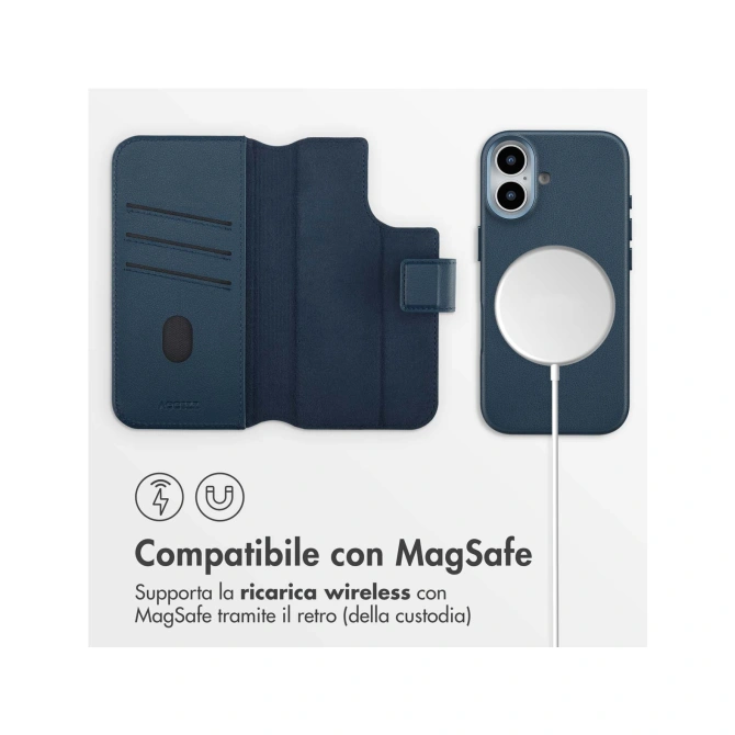 Accezz Leather Bookcase 2-in-1 met MagSafe Apple iPhone 17 - Nightfall Blue