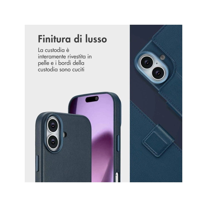Accezz Leather Bookcase 2-in-1 met MagSafe Apple iPhone 17 - Nightfall Blue