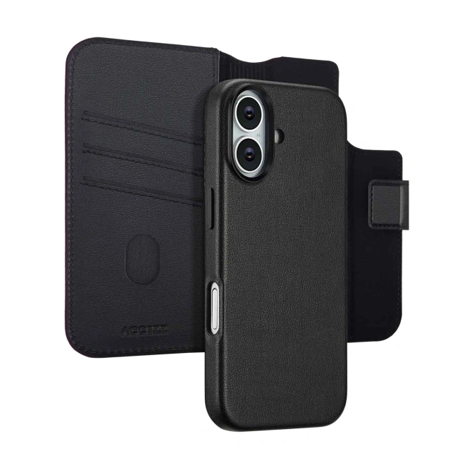 Accezz Leather Bookcase 2-in-1 met MagSafe Apple iPhone 17 - Onyx Black