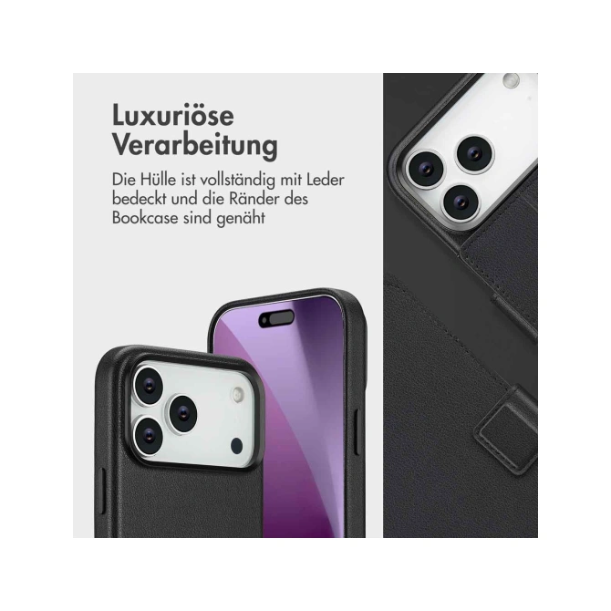 Accezz Leather Bookcase 2-in-1 met MagSafe Apple iPhone 17 - Onyx Black
