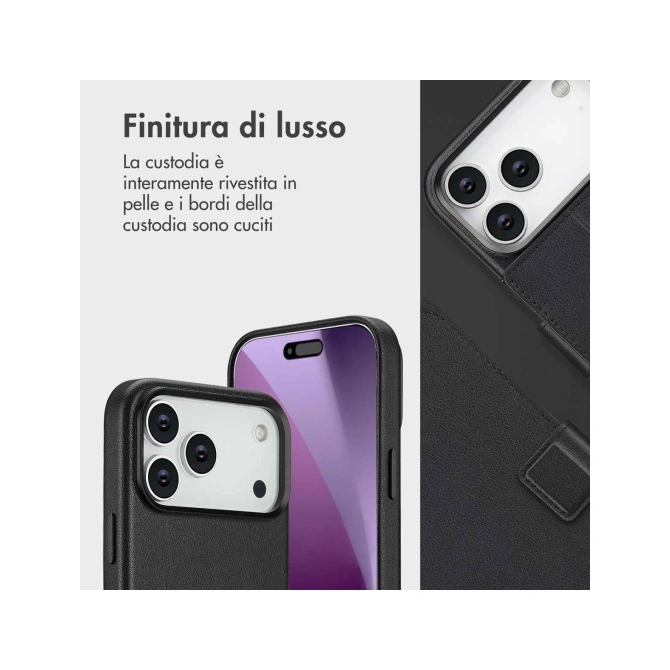Accezz Leather Bookcase 2-in-1 met MagSafe Apple iPhone 17 - Onyx Black