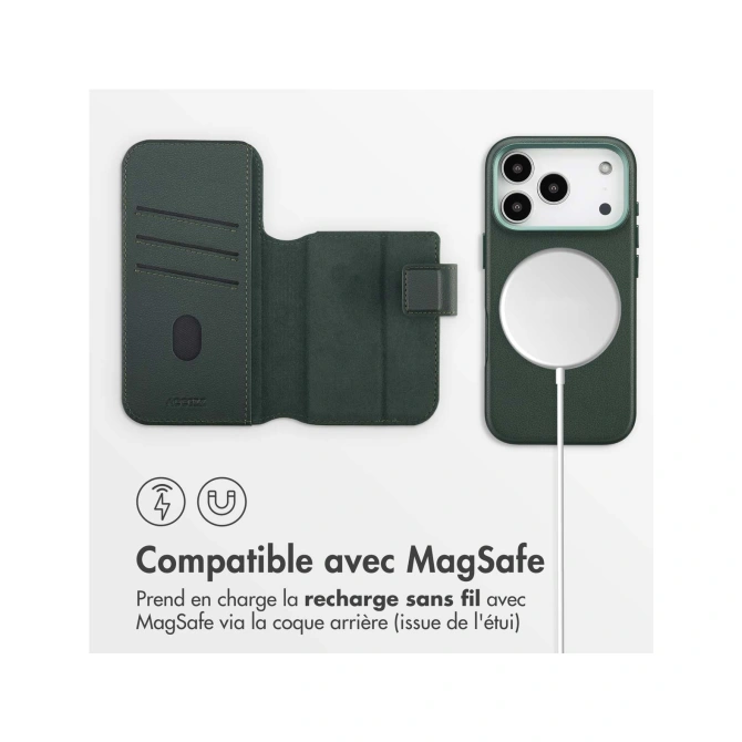 Accezz Leather Bookcase 2-in-1 met MagSafe Apple iPhone 17 Pro - Cedar Green