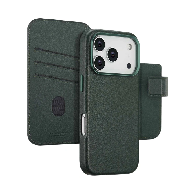 Accezz Leather Bookcase 2-in-1 met MagSafe Apple iPhone 17 Pro - Cedar Green