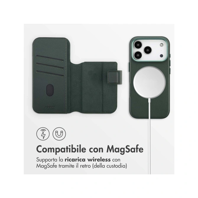 Accezz Leather Bookcase 2-in-1 met MagSafe Apple iPhone 17 Pro - Cedar Green