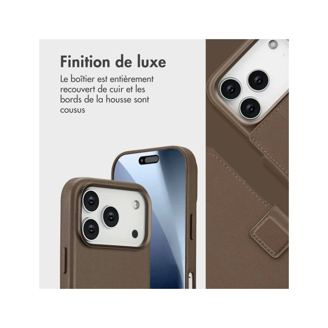 Accezz Leather Bookcase 2-in-1 met MagSafe Apple iPhone 17 Pro - Coffee Brown