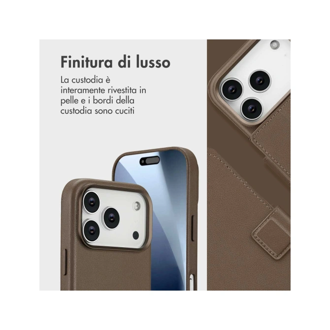 Accezz Leather Bookcase 2-in-1 met MagSafe Apple iPhone 17 Pro - Coffee Brown