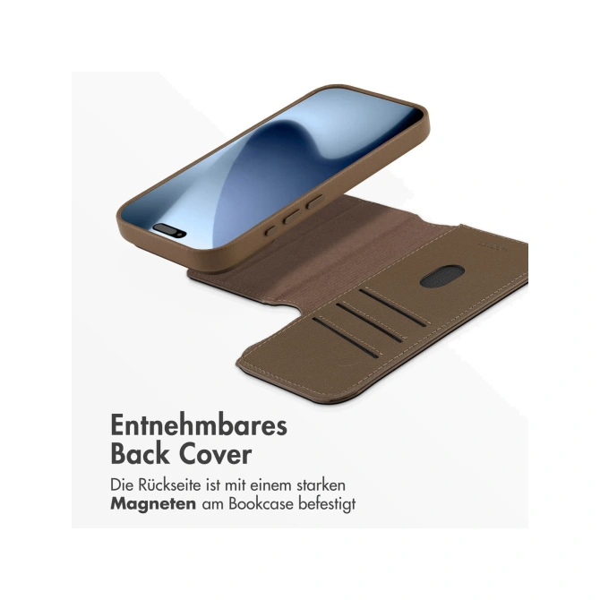 Accezz Leather Bookcase 2-in-1 met MagSafe Apple iPhone 17 Pro - Coffee Brown