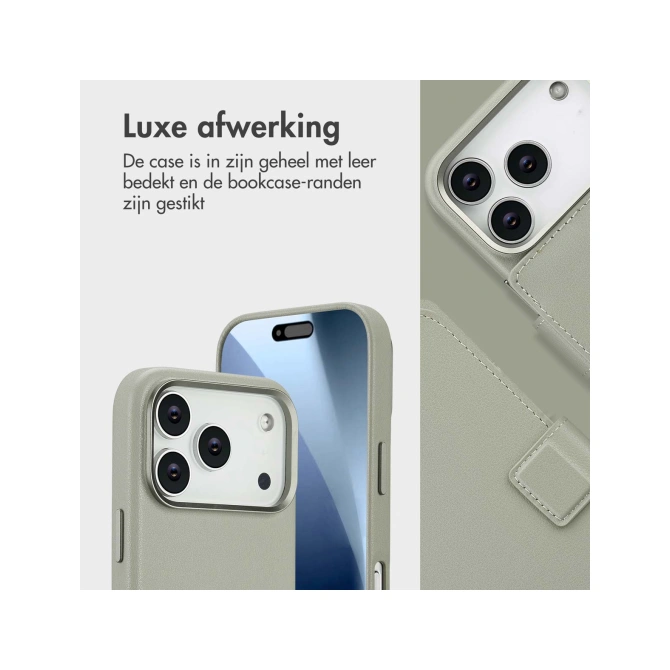 Accezz Leather Bookcase 2-in-1 met MagSafe Apple iPhone 17 Pro - Light Grey