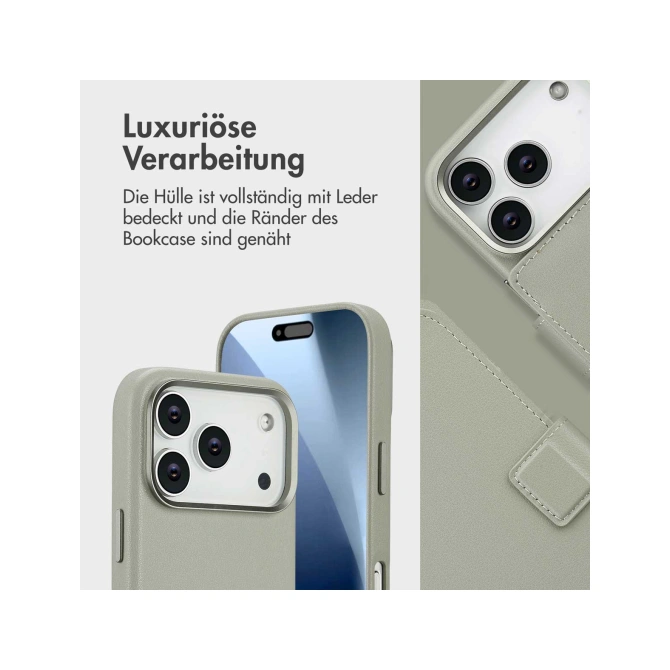 Accezz Leather Bookcase 2-in-1 met MagSafe Apple iPhone 17 Pro - Light Grey