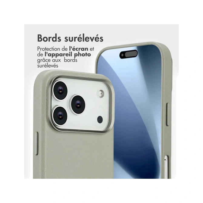 Accezz Leather Bookcase 2-in-1 met MagSafe Apple iPhone 17 Pro - Light Grey