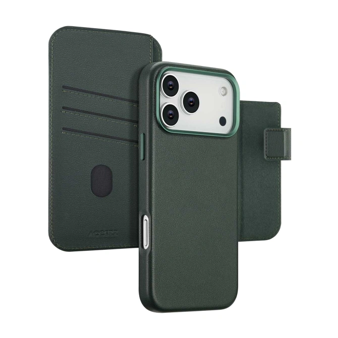 Accezz Leather Bookcase 2-in-1 met MagSafe Apple iPhone 17 Pro Max - Cedar Green